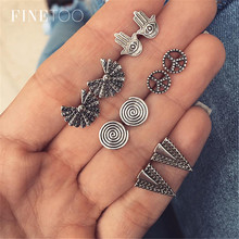 Conjunto de brincos de parafuso prisioneiro do vintage boêmio mão setor triângulo espiral seta pequenos brincos para mulher brincos pendientes 2024 - compre barato