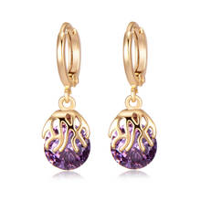 Trendy Elegant White/Green/Red/Purple Zircon Drop Dangle Earrings  Plated Bling Crystal Wedding Party Jewelry Earrings 2024 - buy cheap