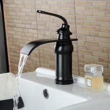 Grifo de lavabo de cascada de bronce negro, mezclador de fregadero de baño frío y caliente, mezclador para fregadero 2024 - compra barato