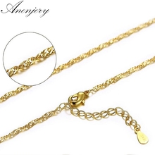 Anenjery-colar de prata esterlina 925, cor dourada amarela, corrente com ondas d' água, para mulheres 2024 - compre barato