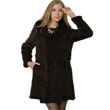 Natural Fur Coat Women Handmade Knitted Mink Fur Coats With Fur Hood Jacket Winter Fur Jackets For Women 2024 - buy cheap