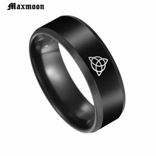 Maxmoon черный цвет кельтика узел волшебное кольцо из нержавеющей стали Fenrir Ирландский Узел Signet мужское кольцо для викингов амулет кольцо 2024 - купить недорого