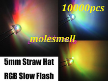 Sombrero de paja de 5mm, sombrero de paja de colores, Flash de neón RGB, rojo, azul, verde, LED, 5mm, envío rápido, 10000 Uds. 2024 - compra barato