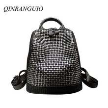 Mochila feminina de couro qinranguio, bolsa escolar de couro para viagens 2024 - compre barato