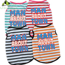 ULTRASOUND PET Lovely Summer Man About Town Printed Stipe Dog Vests Pet Puppy Small Cat Clothes T-Shirt Costume Apparel 2024 - buy cheap