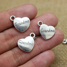 30pcs 14*17mm Lovely Charms Vintage Bronze Metal Alloy Hearts Lettering"GRANDMA" Jewelry Making Pendants T0293 2024 - buy cheap