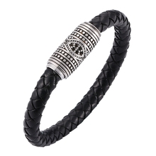 New Punk Men Jewelry Braided Leather Bracelet Bangles Stainless Steel Magnetic Clasp Fashion Male Wristband Man Bracalete SP0092 2024 - buy cheap