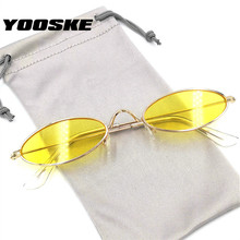 YOOSKE Oval Sunglasses Women Luxury Brand Designer 90s Sun Glasses Retro Yellow Black Eyewear Fashion Accessories 2024 - buy cheap