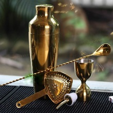 Qualidade superior terno bartender cocktail shaker bar colher de ouro de aço Inoxidável conjunto coqueteleira 2024 - compre barato