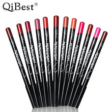 Qibest 12 colors lip liner pencil fashion black handle lipliner waterproof lip pencil for lip liners Red/Pink Nude Makeup AE005 2024 - buy cheap