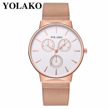 Men Rose Gold Stainless Steel Watch Luxury Male Quartz Sport Wrist Watches YOLAKO Clock Relogio Masculino 2024 - buy cheap