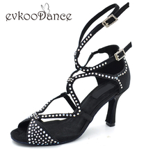 2017 Ladies Rhinestones Latin Salsa Dance Shoes 8.3cm Heel Height Comfortable women latin dance shoes with Diamond NL024 2024 - buy cheap