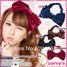 2021 new Wholesale and Retail fashion lint big bow Japan style elastic hairband headband hair accessories 12pcs/lot 2024 - buy cheap