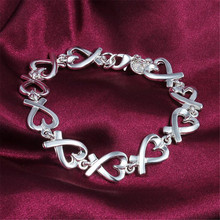 Free Shipping Fashion Korea Korean version of the jewelry 925 silver personalized heart-shaped bracelet wholesale S015 2024 - buy cheap