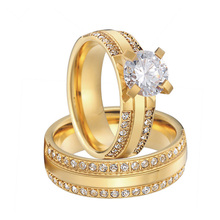 Aliança de casamento feminina de luxo para casais, anel de zircônio cúbico, cor dourada, alianças personalizadas para mulheres, anéis de noivado para mulheres 2024 - compre barato