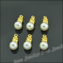 Wholesale   50PCS Gold-color Charms  imitation pearl Charm  Pendant  Fit Bracelets Necklace DIY Metal Jewelry Making JC-307 2024 - buy cheap