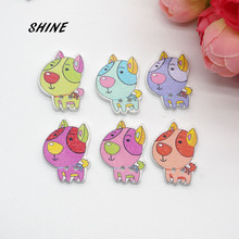 SHINE 12PCs Wooden Sewing Buttons Scrapbooking Dog shape 2 Holes 25X18mm Costura Botones Decorate W10017 2024 - buy cheap