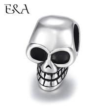 Stainless Steel Beads Skull Spacer Large Hole 6mm Slide Charm Pendant DIY Men Bracelet Making Supplies Handmade Jewelry Findings 2024 - buy cheap