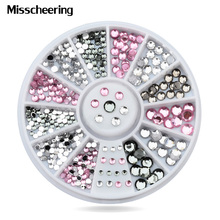 New Mix Sizes Crystal Pink Grey 3d Glitter Nail Art Tips Rhinestone DIY Nail Decoration Wheel Manicure Tools 2024 - buy cheap