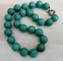 Woman jewelry 18mm Light blue green stone howlite Round ball beads huge Necklace gift 18'' 45cm 2024 - buy cheap