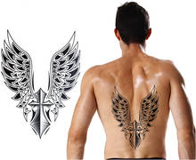 Большие временные тату-наклейки, 2 шт., 21,5x30,5 см, большие водонепроницаемые 3d-татуировки Crosee Wings back, мужской боди-арт 2024 - купить недорого