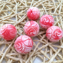 Recém surpreendentes de imitação rosa coral flor bola 6mm 8mm 10mm 12mm 15mm 18mm 20mm contas elegante diy pingente 5 pcs B937 2024 - compre barato