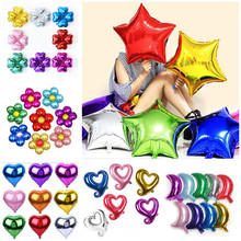 Globo de helio con forma de estrella y corazón para niños, decoración de fiesta de cumpleaños de 18 pulgadas, grande, de aluminio, regalo inflable 2024 - compra barato
