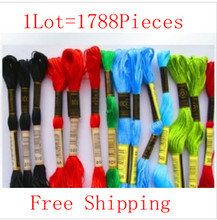 Free Shipping High Quality 8m Long,6 Shares 1Lot=1788Pieces Cross Stitch Embroidery Cotton Thread Floss Skein Similar DMC Thread 2024 - buy cheap