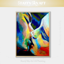Artist Hand-painted Modern Abstract Portrait Man and Woman Kiss Oil Painting on Canvas Pop Fine Art Colorful Figure Oil Painting 2024 - buy cheap