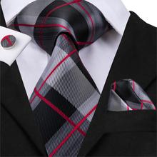 Hi-Tie 2018 New Arrival Silk Striped Men's Ties Formal Business Style Gravata Necktis Hanky Cufflinks Set Wedding Tie 2024 - buy cheap