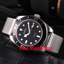 Parnis 43mm Miyota 8215 10ATM black dial luminous sapphire glass metal strap Automatic men's watch 592 2024 - buy cheap