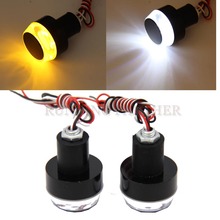 Luz LED intermitente para manillar de motocicleta, Luz Ámbar, amarilla y blanca, enchufe de agarre, lámpara de indicador lateral, 12V 2024 - compra barato