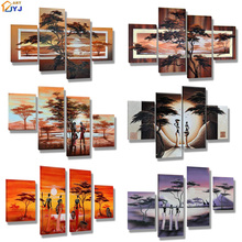 4pcs Living Room Picture 100% Hand painted Modern Abstract Oil Painting On Canvas Wall Art Gift Decoration No Framed  JYJLV234 2024 - buy cheap