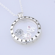 Forever love Petites Large Floating Locket Necklace & Pendant for women DIY necklace 925 sterling silver jewelry chain 2024 - buy cheap