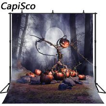 Capisco Halloween Photography Backdrops Full Moon Pumpkin Lantern on Tree Trunk Spider Web Kids Children Party Photo Backgrounds 2024 - buy cheap