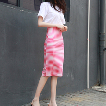 Free Shipping 2021 New Fashion Elegant Knee Length Women Skirts Pencil S-2XL High Waist Summer Skirt Plaid Spring High Quality 2024 - buy cheap