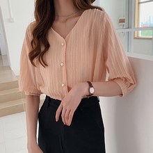 Summer Women  Casual Long Sleeve Chiffon Blouse Fashion Tassel V-neck Women Tops and Blouses Lady Solid Shirts Blusas Plus Size 2024 - buy cheap