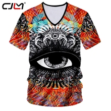 CJLM-Camiseta de calavera para hombre, camisa con estampado divertido de ojos mágicos en 3d, hip-hop, Sexy, con cuello en V profundo, camisetas informales, ropa interior 7XL 2024 - compra barato
