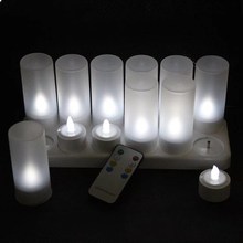 set of 12 Remote controlled Rechargeable Flameless TeaLight candle lamp 4H/8H timer controller Frosted holder f/Xmas Party Decor 2024 - buy cheap