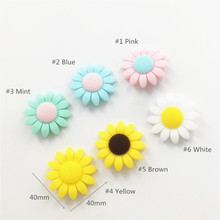 Chenkai-collar de dentición de silicona sin BPA, cuentas para morder con forma de flor del sol, accesorio sensorial Montessori para Baby Shower, 50 Uds. 2024 - compra barato