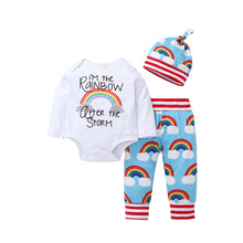 3 Pieces Sets Newborn Baby Girls Clothing I'm Rainbow After the Storm Bebe Bodysuit +Pants +Hat Infant baby girl clothes outfit 2024 - buy cheap
