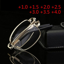 New Unisex Women Men Folded double presbyopic glasses Both Near And Far Metal Reading Glasses +1.0 +1.5 +2.0 +2.5 +3.0 +3.5 +4.0 2024 - buy cheap