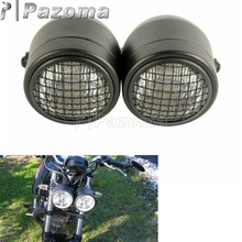 Black Motorcycle Dominator Grill Twins Dual Headlight Streetfighter Double Headlamp Custom for Harley Cafe Racer Bobber 2024 - buy cheap