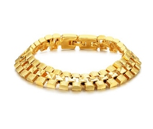 Pulseira masculina com fechamento de ouro, bracelete vintage dourado comprimento de 18.5cm de largura de 1.2cm 2024 - compre barato