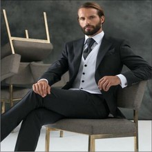 Classic Black Silver A Button Groom Suits for Wedding 2020 The Best Man Suits For Men Suits Business Party Tuxedos 3 piece 291 2024 - buy cheap