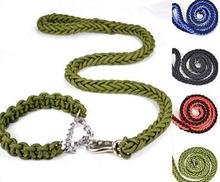 Braided Nylon Large Dogs Collars Leash Half P-chain Lead Harness Rope Chain for Braided Dog Puppy Pitbull Golden Retriever 2024 - buy cheap