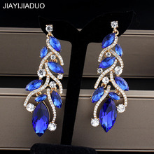 Jiayijiaudo feminino cor do ouro cristal brincos de casamento strass brincos longos nupcial moda jóias dropshipping quente 2018 2024 - compre barato