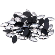 Loose DIY Hematite Grey Color Flatback Acrylic Rhinestones Loose Faceted Eye Shape Bling Acrylic Stone Hand Craft Art Decoration 2024 - buy cheap