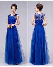 Long Bridesmaid Dresses 2018 New Arrival Bride Sweet Lace Long Blue Wedding Party Dress Plus Size Floor Length Formal Dress 2024 - buy cheap