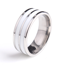 8mm listras pretas duplas 316l aço inoxidável anéis de casamento para homens mulheres atacado 2024 - compre barato